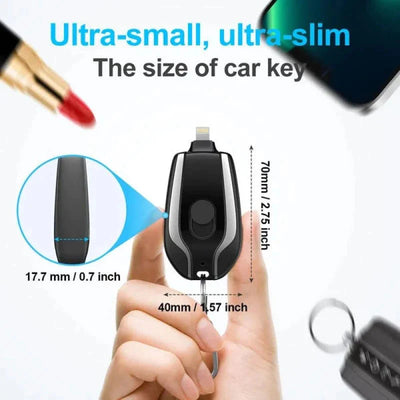 Keychain Portable Charger, Mini Power Emergency Pod Key Ring Cell Phone Charger, Ultra-compact External Fast Charging Power Bank I Phone/type C Battery