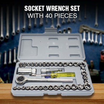 40pcs Aiwa Socket Wrench Tool Kit & Screwdriver And Socket Set