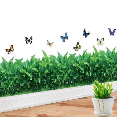 3D Fresh Green Grass Pvc wall 5.7foot Length × 10.5inch Height Waterproof Diy Removable Art